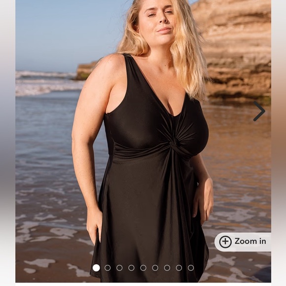 Shapermint Plus Size 4XL Essentials Swim Knot-Front Swim Dress - Picture 1 of 7